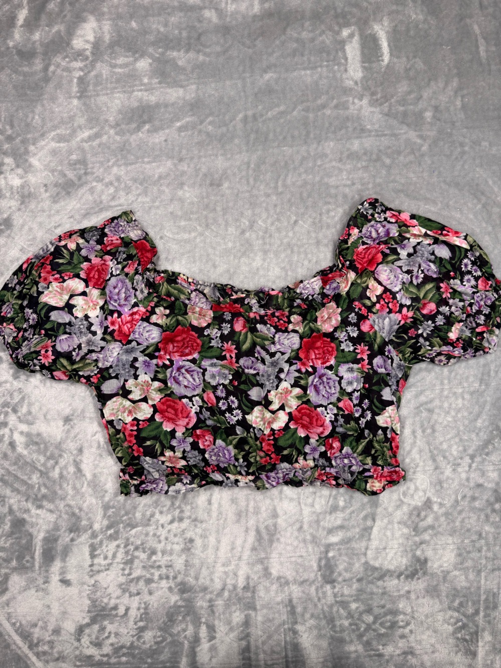 Symbol Strapless Cotton Floral Bustier off the Shoulder Crop Top